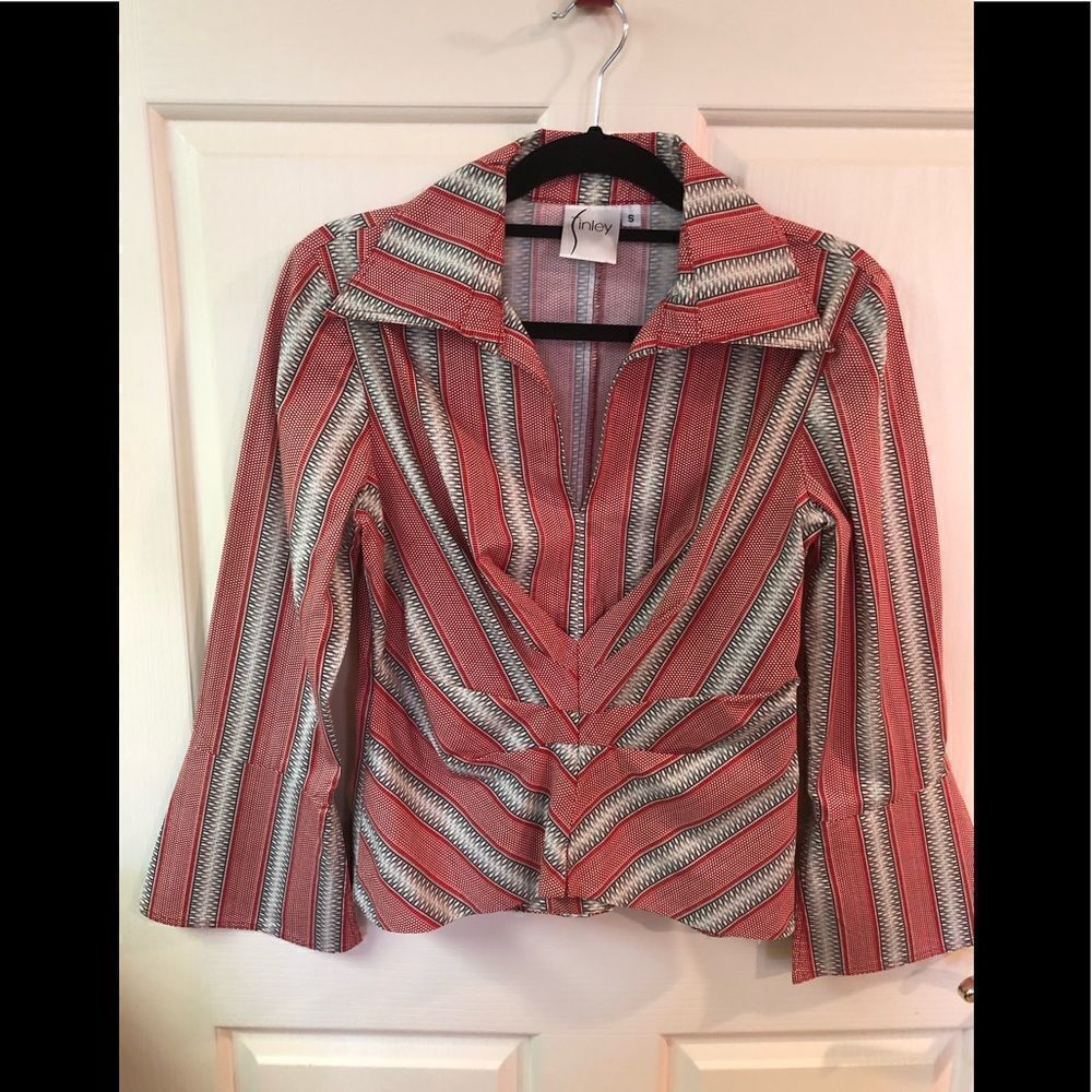 Finley Red Striped Zippered Jacket